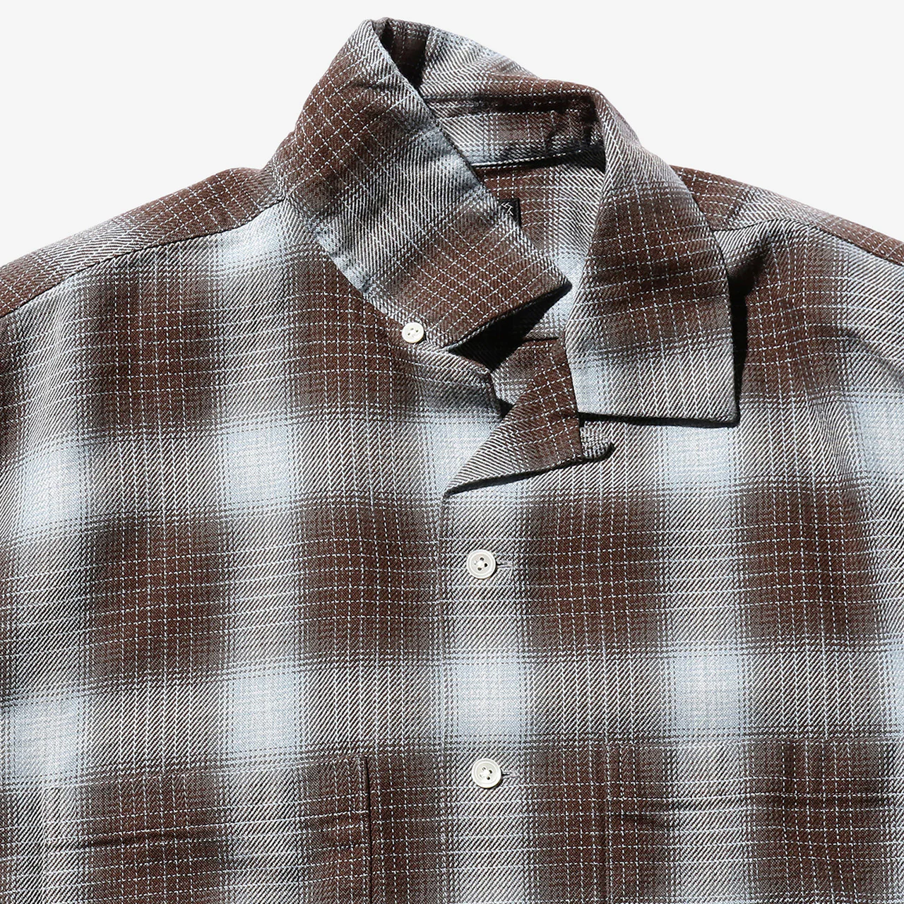 Open Collar Indigo Ombre Plaid - Image 3