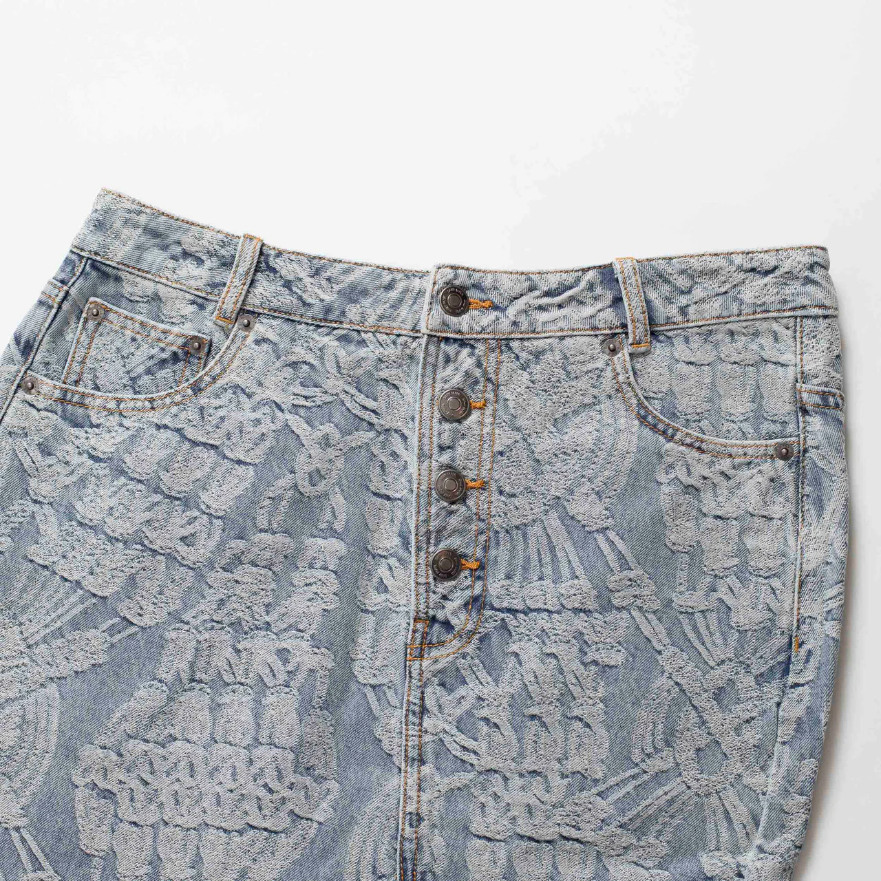 Wmns Settle Macrame Denim Skirt - Image 6