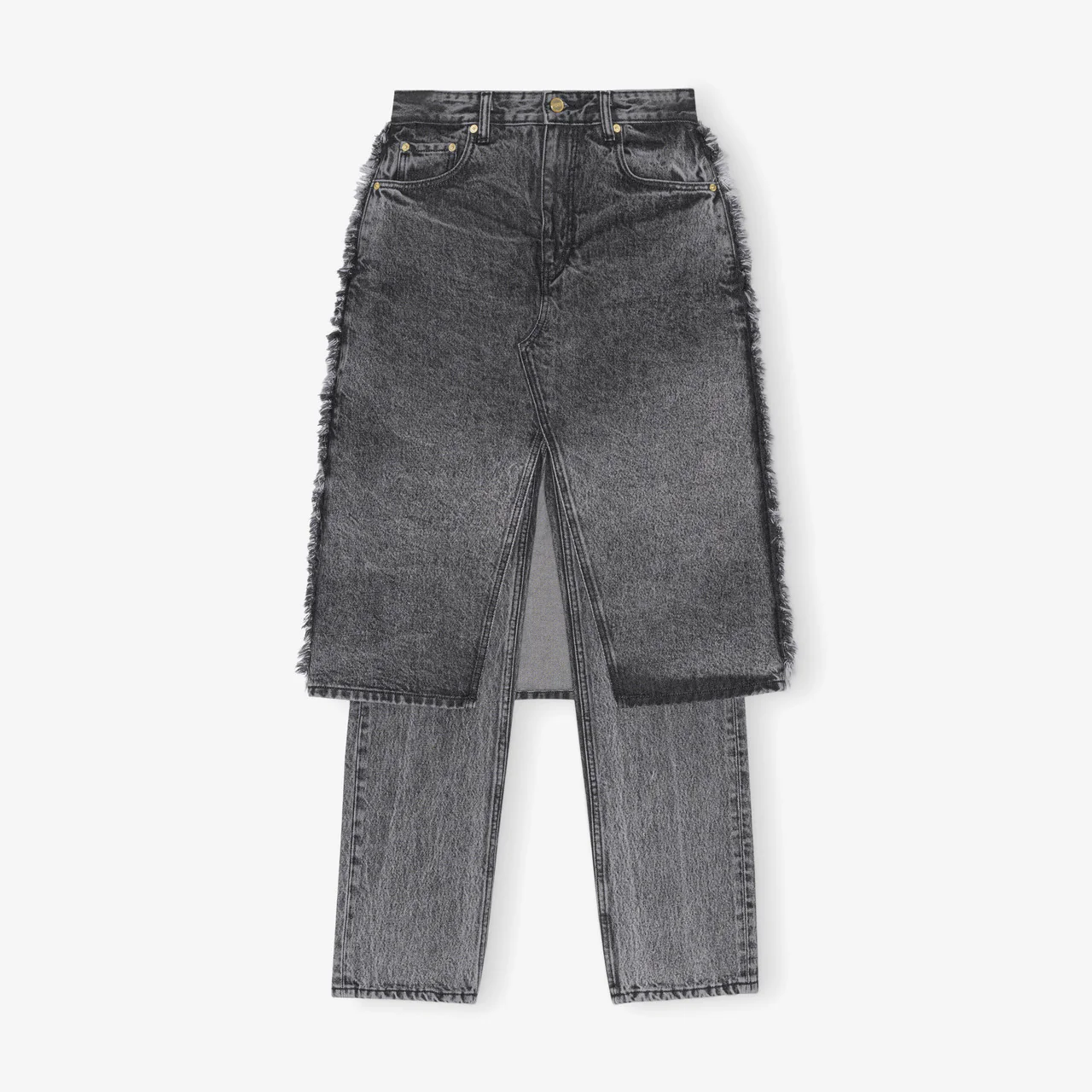 Snow Washed Denim Skirt Jeans