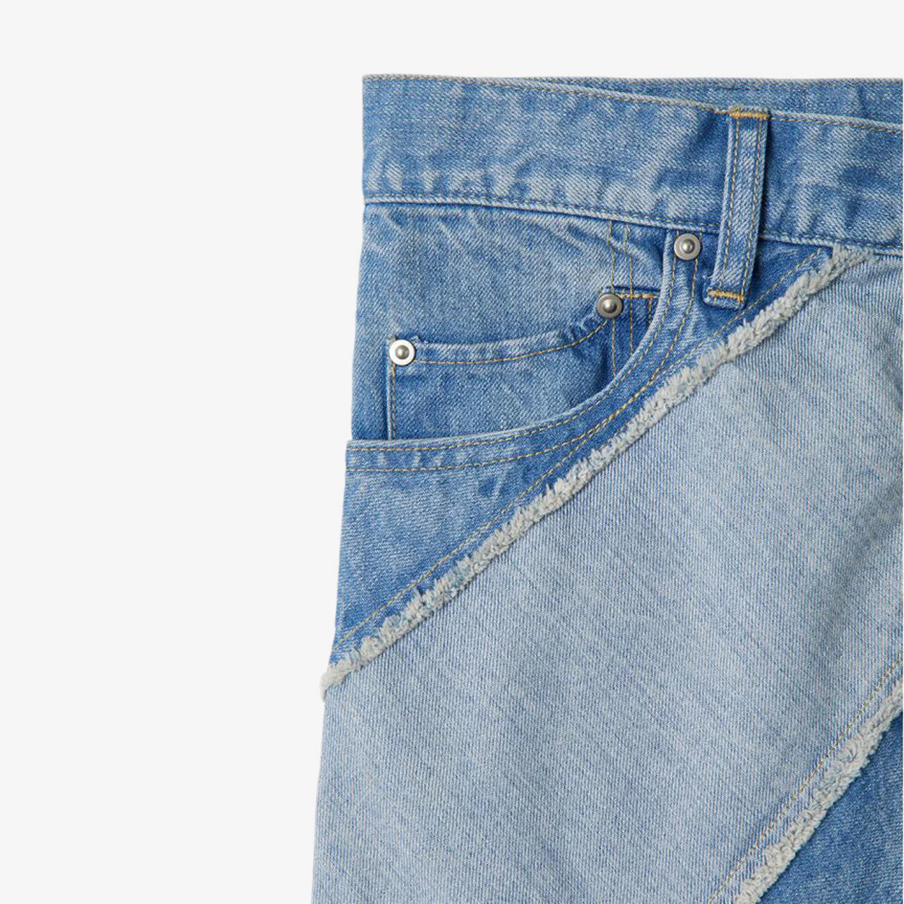 Wmns Eco Bio Washed Denim-Bias Line Skirt - Image 3